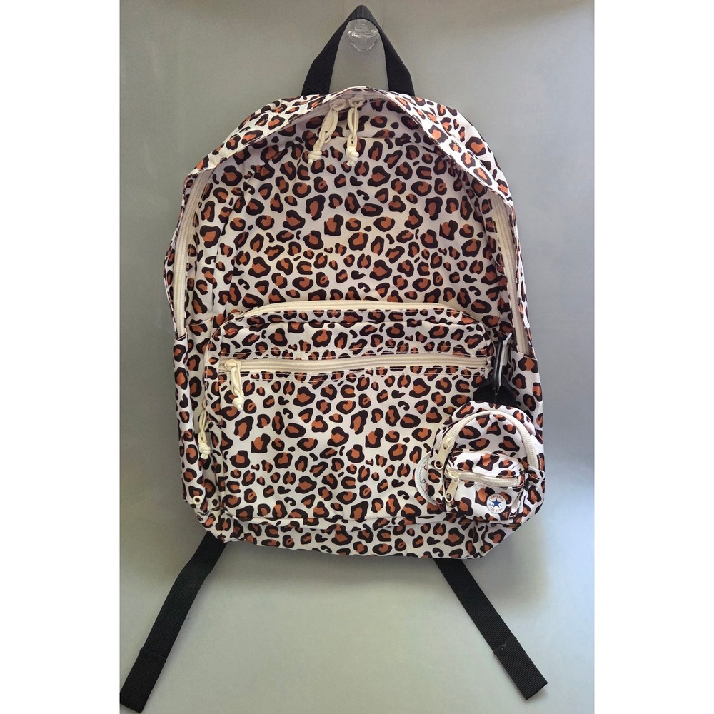Converse Chuck Taylor All Star Leopard Print Backpack with Mini Bag Keychain